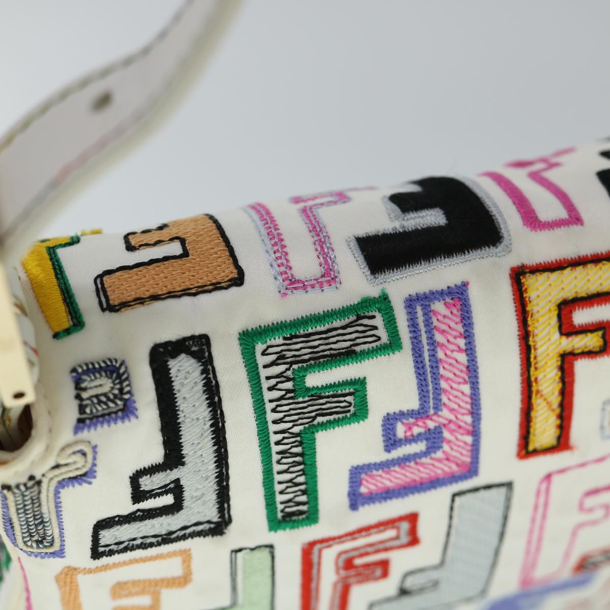 FENDI Zucca Canvas Embroidery Mamma Baguette Bag 2way Multicolor yk8631S