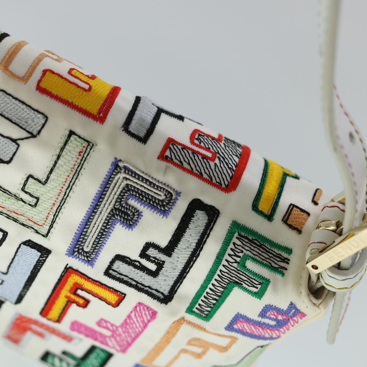 FENDI Zucca Canvas Embroidery Mamma Baguette Bag 2way Multicolor yk8631S