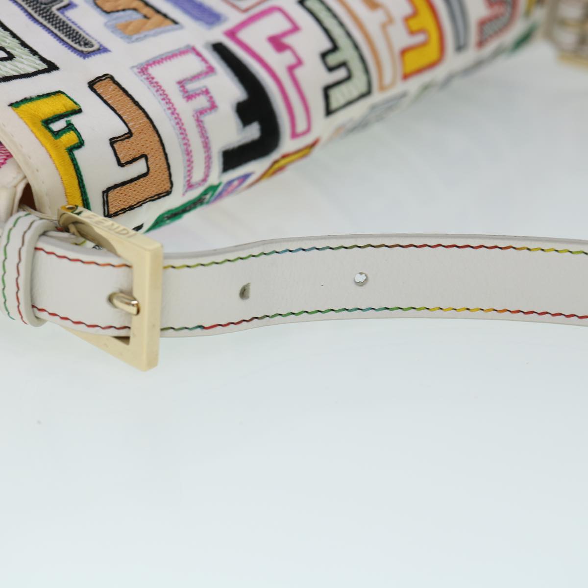FENDI Zucca Canvas Embroidery Mamma Baguette Bag 2way Multicolor yk8631A