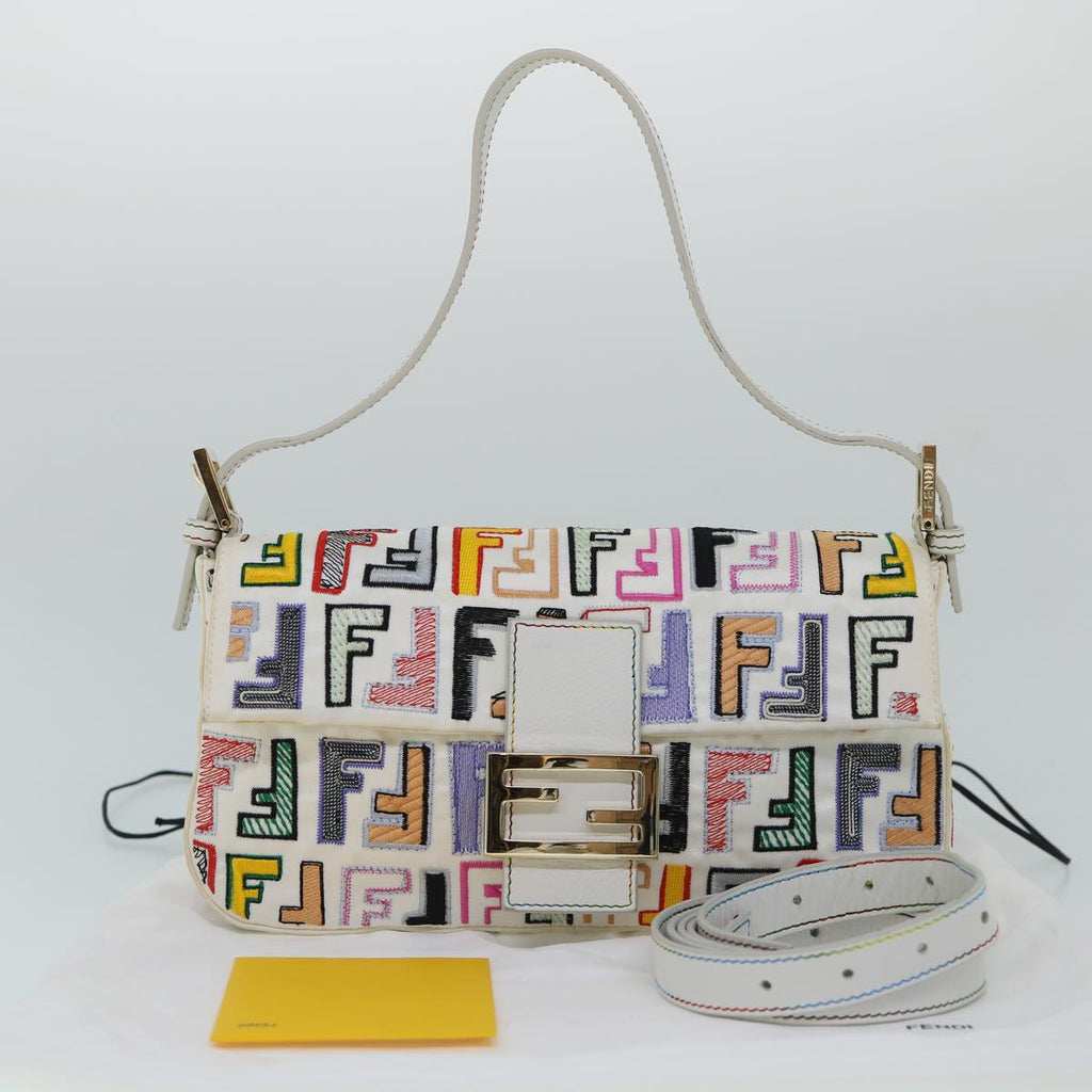 FENDI Zucca Canvas Embroidery Mamma Baguette Bag 2way Multicolor yk8631A