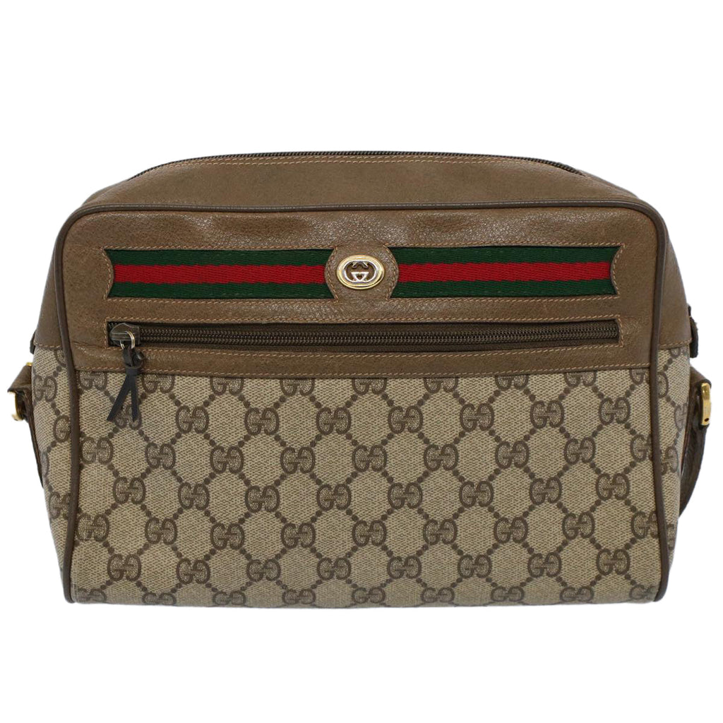GUCCI GG Canvas Web Sherry Line Shoulder Bag Beige Red 56 02 088 yk8641