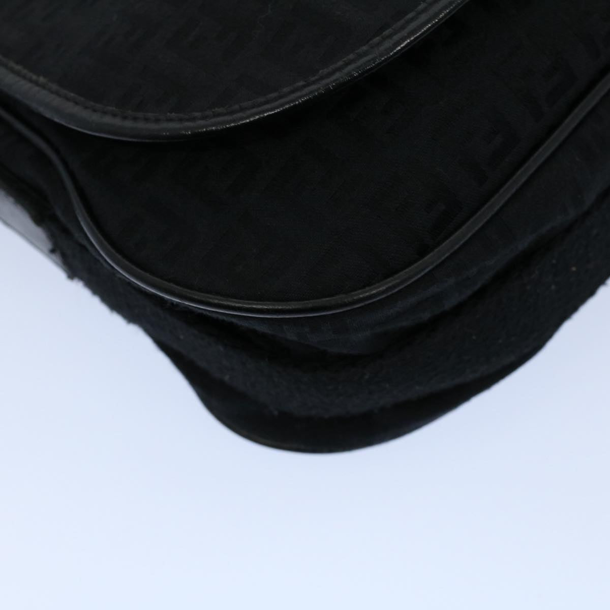 FENDI Zucchino Canvas Shoulder Bag Black yk8645
