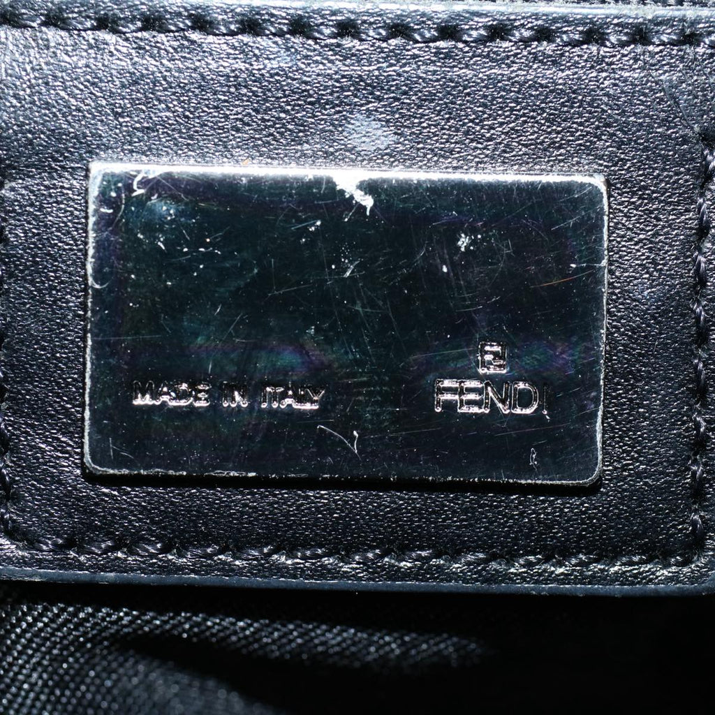 FENDI Zucchino Canvas Shoulder Bag Black yk8645