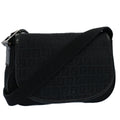 FENDI Zucchino Canvas Shoulder Bag Black yk8645