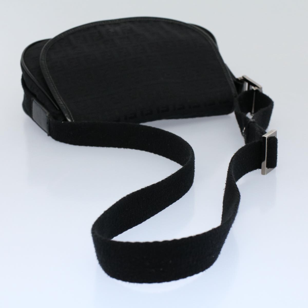 FENDI Zucchino Canvas Shoulder Bag Black yk8645