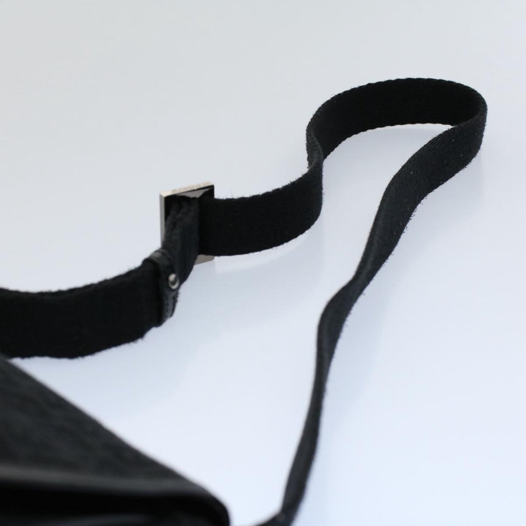 FENDI Zucchino Canvas Shoulder Bag Black yk8645