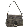 FENDI Zucchino Canvas Mamma Baguette Shoulder Bag Navy yk8650