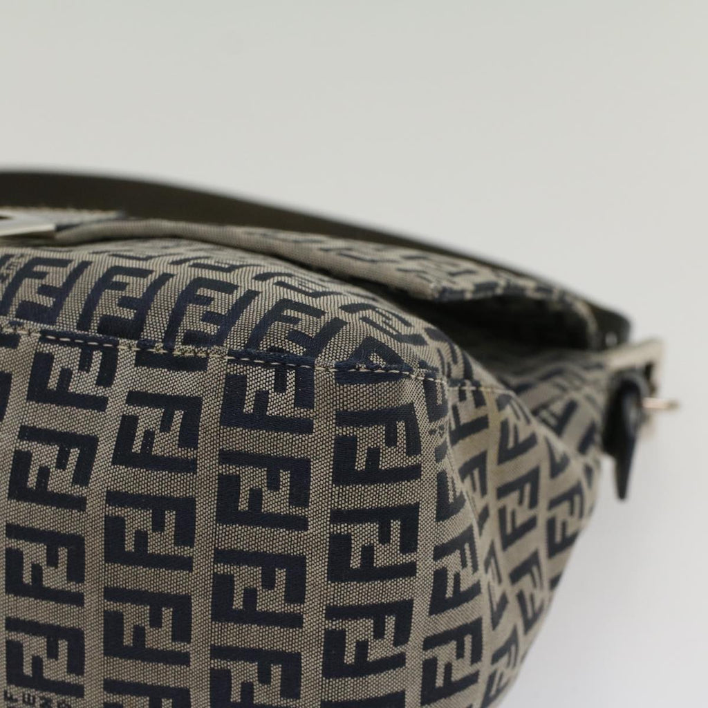 FENDI Zucchino Canvas Mamma Baguette Shoulder Bag Navy yk8650