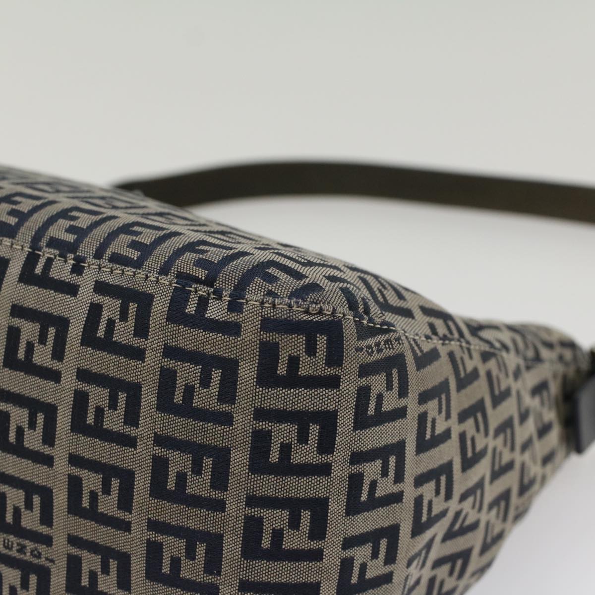 FENDI Zucchino Canvas Mamma Baguette Shoulder Bag Navy yk8650