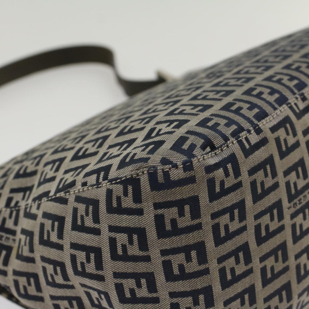 FENDI Zucchino Canvas Mamma Baguette Shoulder Bag Navy yk8650