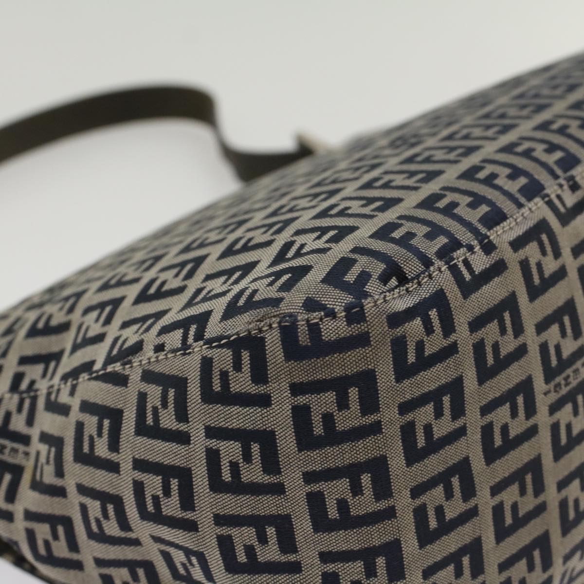 FENDI Zucchino Canvas Mamma Baguette Shoulder Bag Navy yk8650