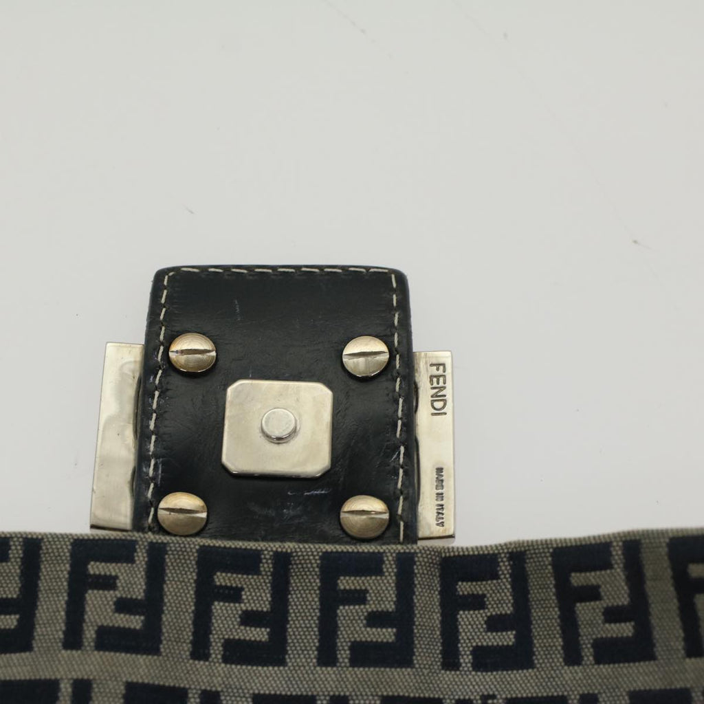 FENDI Zucchino Canvas Mamma Baguette Shoulder Bag Navy yk8650