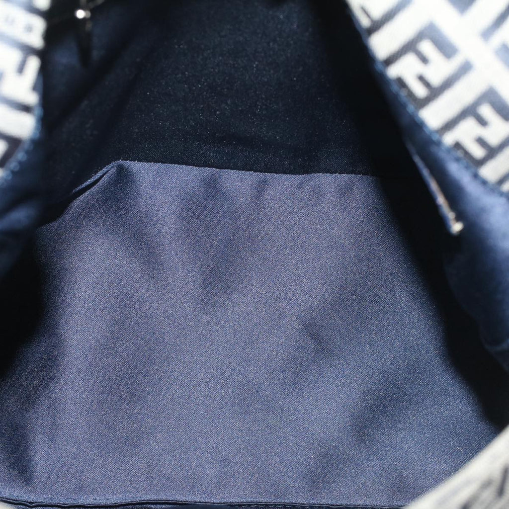 FENDI Zucchino Canvas Mamma Baguette Shoulder Bag Navy yk8650