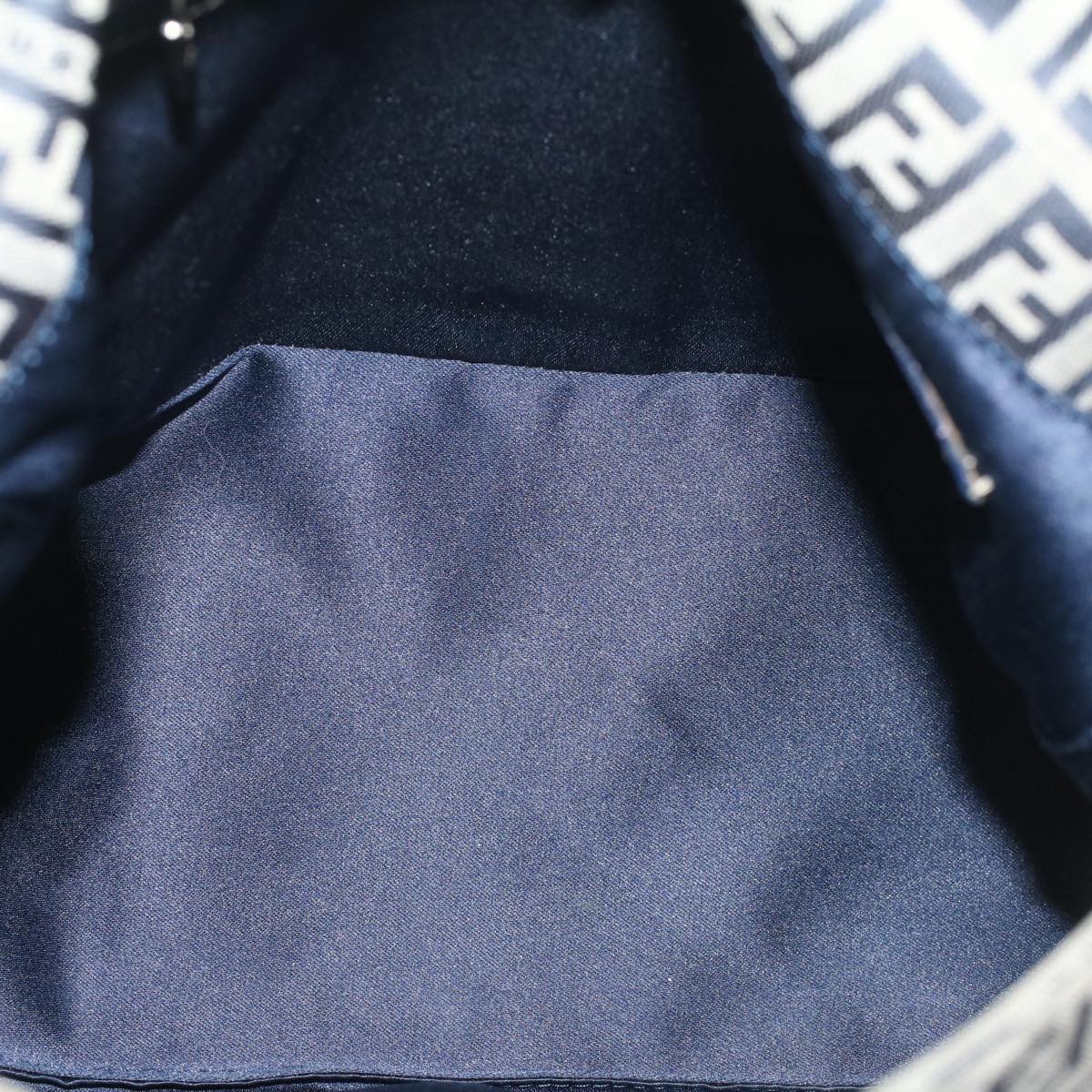 FENDI Zucchino Canvas Mamma Baguette Shoulder Bag Navy yk8650
