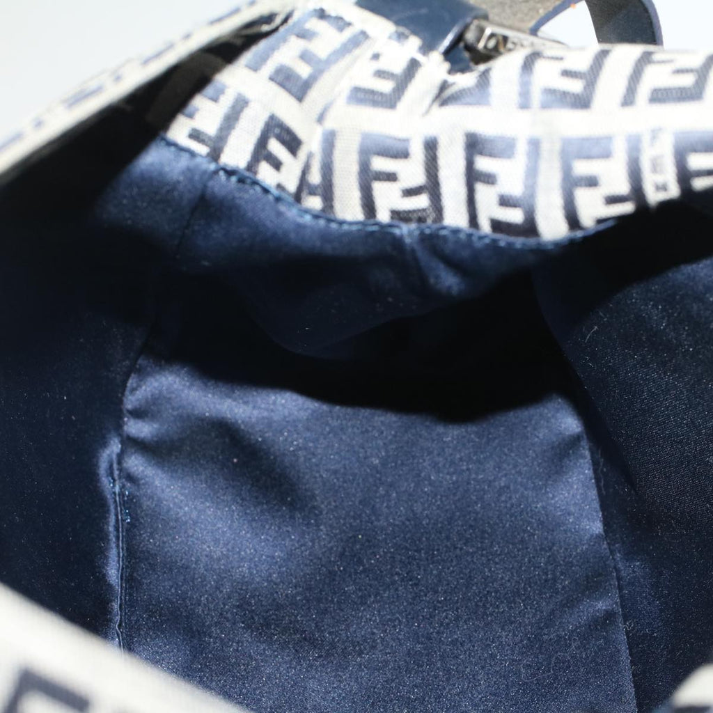 FENDI Zucchino Canvas Mamma Baguette Shoulder Bag Navy yk8650