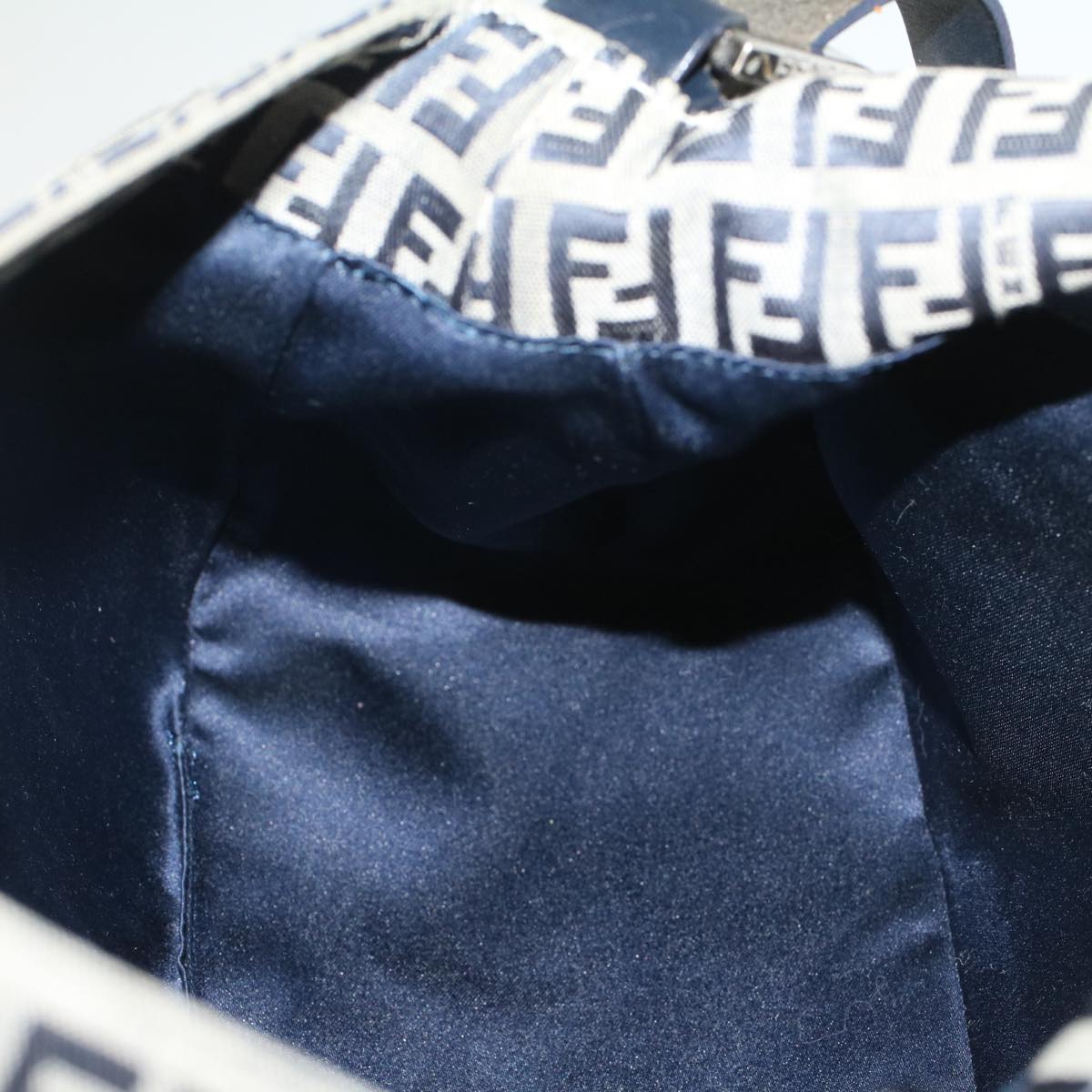 FENDI Zucchino Canvas Mamma Baguette Shoulder Bag Navy yk8650