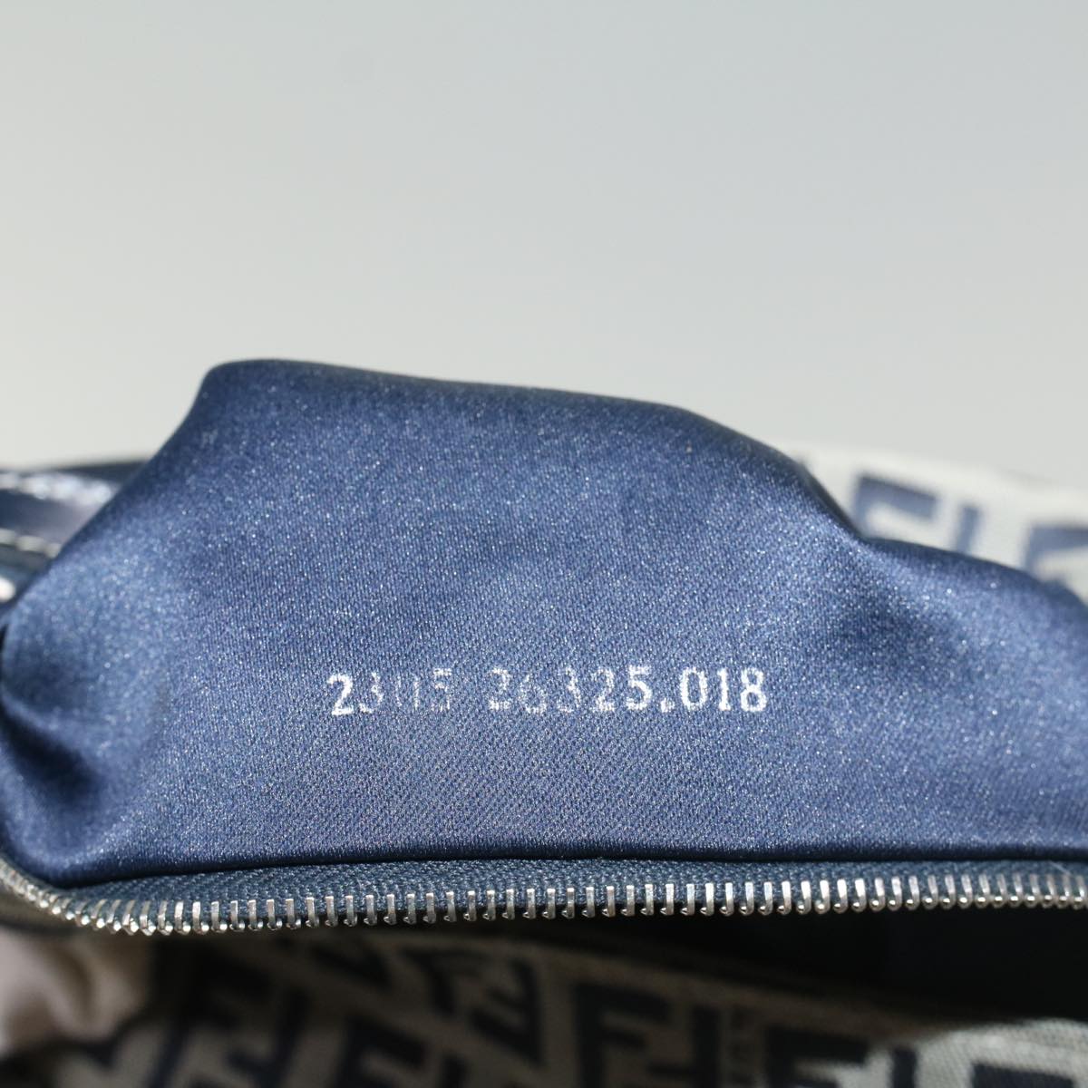 FENDI Zucchino Canvas Mamma Baguette Shoulder Bag Navy yk8650
