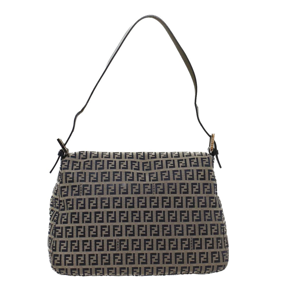 FENDI Zucchino Canvas Mamma Baguette Shoulder Bag Navy yk8650
