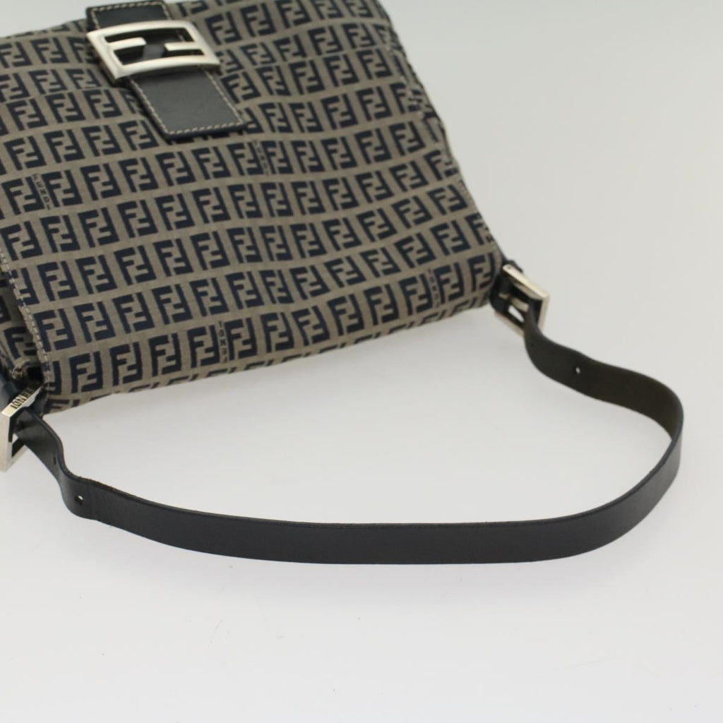 FENDI Zucchino Canvas Mamma Baguette Shoulder Bag Navy yk8650