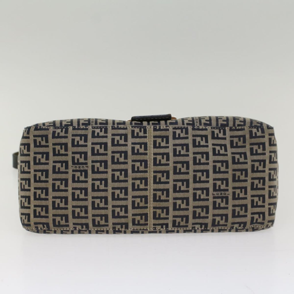 FENDI Zucchino Canvas Mamma Baguette Shoulder Bag Navy yk8650