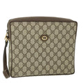 GUCCI GG Canvas Clutch Bag PVC Leather Beige 156.01.053 yk8651