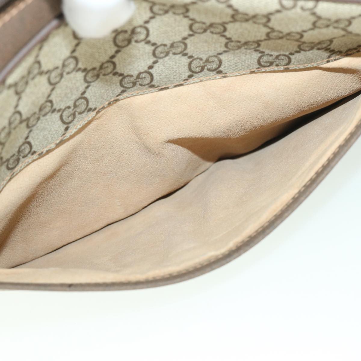 GUCCI GG Canvas Clutch Bag PVC Leather Beige 156.01.053 yk8651