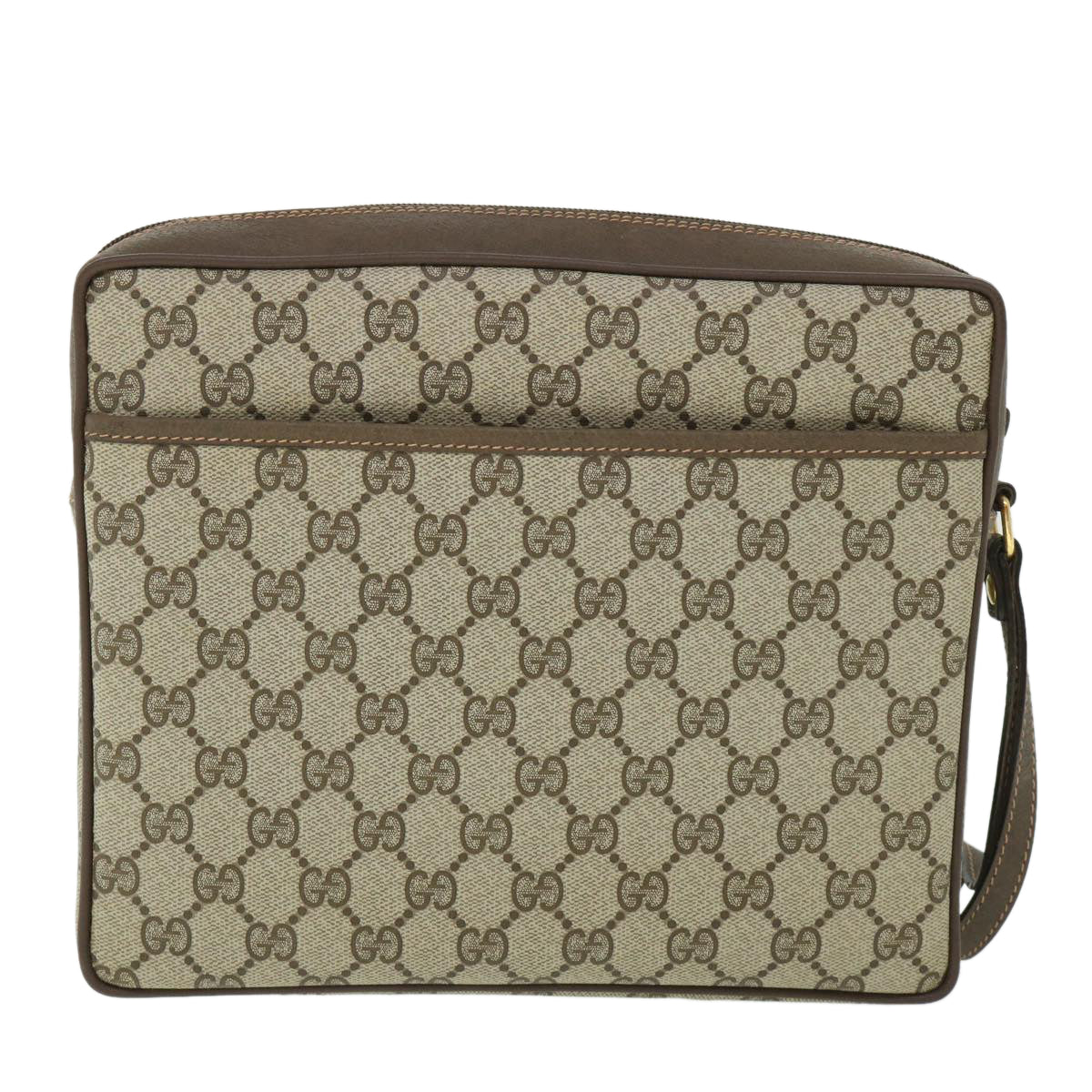 GUCCI GG Canvas Clutch Bag PVC Leather Beige 156.01.053 yk8651