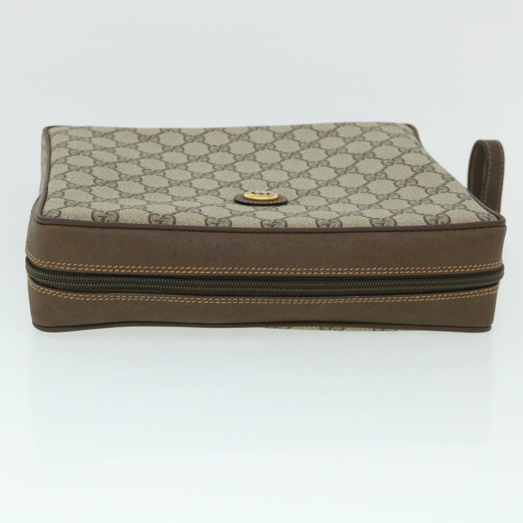 GUCCI GG Canvas Clutch Bag PVC Leather Beige 156.01.053 yk8651