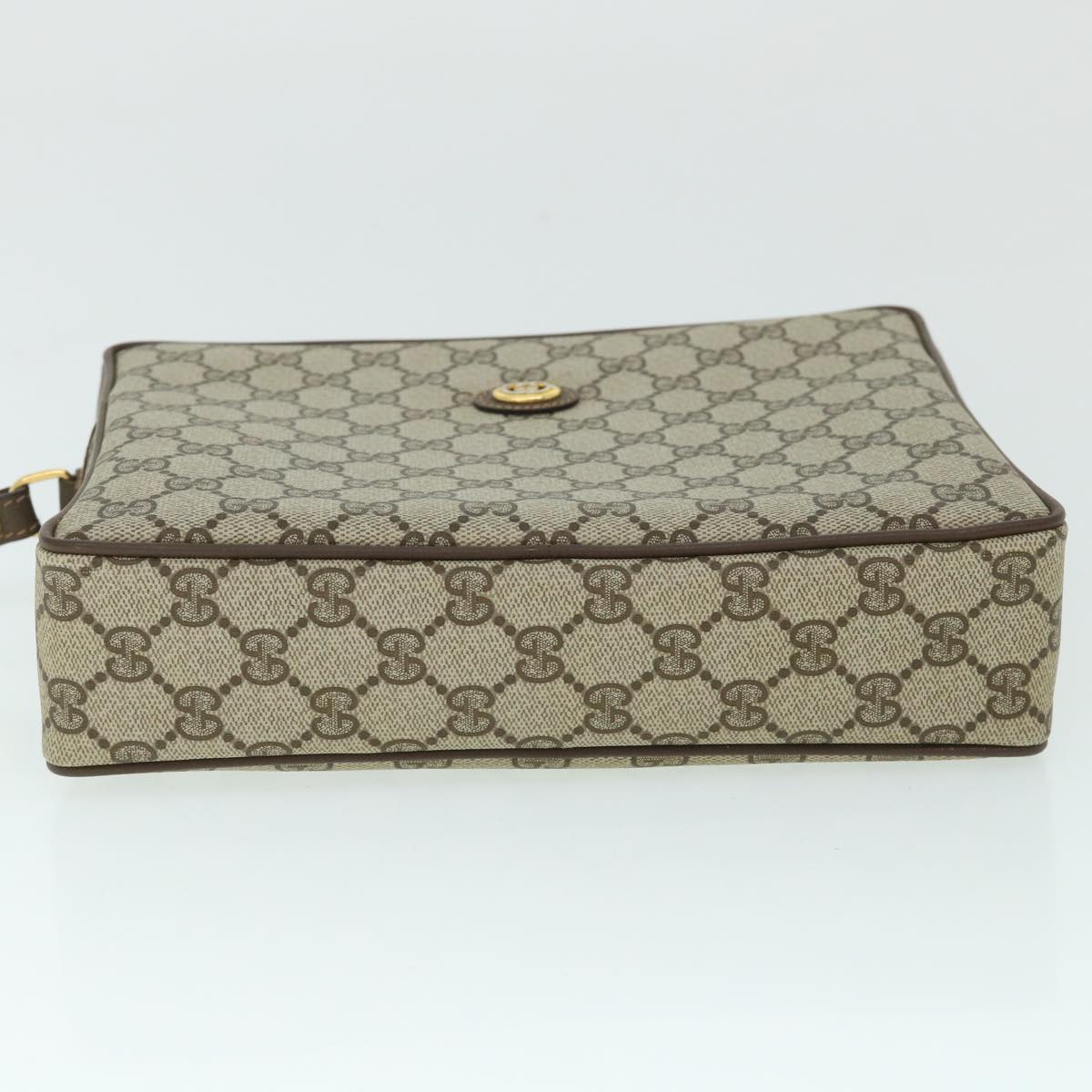 GUCCI GG Canvas Clutch Bag PVC Leather Beige 156.01.053 yk8651