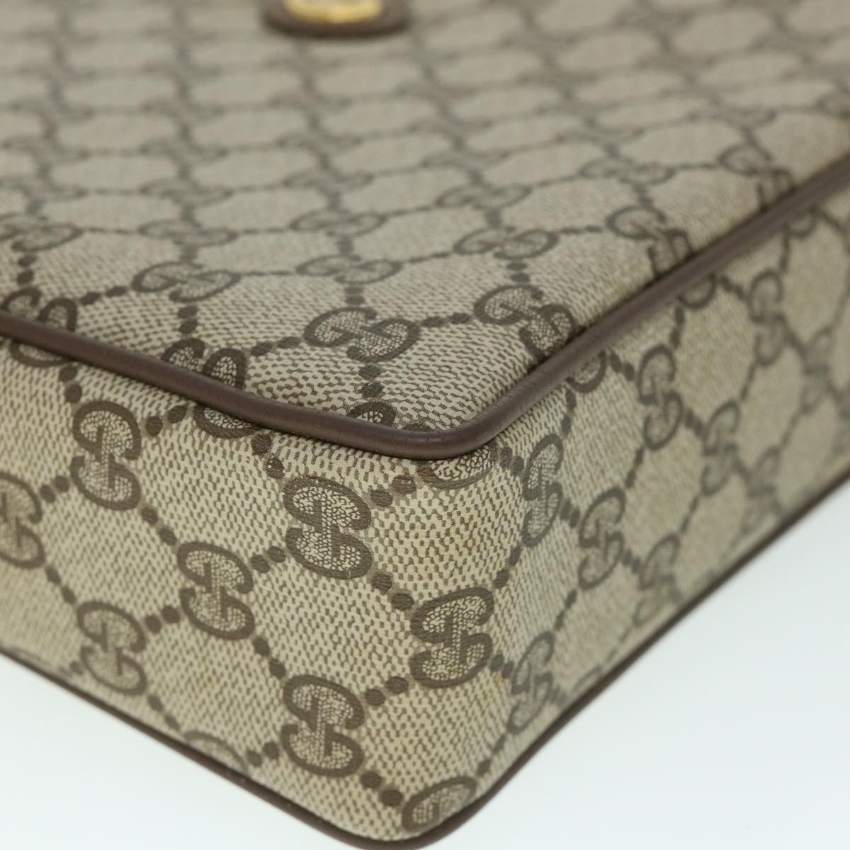 GUCCI GG Canvas Clutch Bag PVC Leather Beige 156.01.053 yk8651