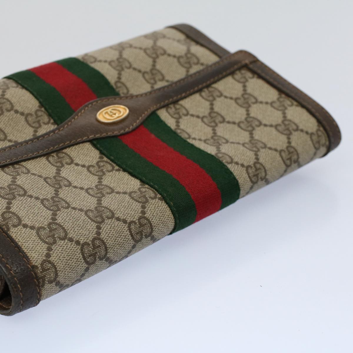 GUCCI GG Canvas Web Sherry Line Clutch Bag Beige Red 41 014 3087 25 yk8666
