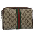 GUCCI GG Canvas Web Sherry Line Clutch Bag Beige Red 156 01 012 yk8670