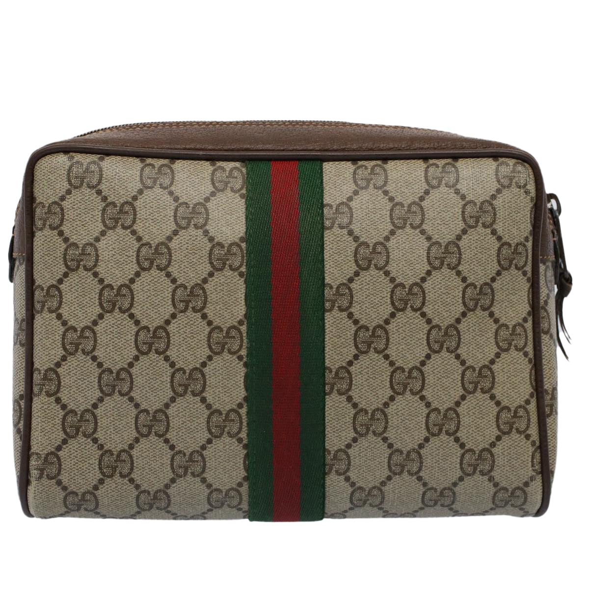 GUCCI GG Canvas Web Sherry Line Clutch Bag Beige Red 156 01 012 yk8670