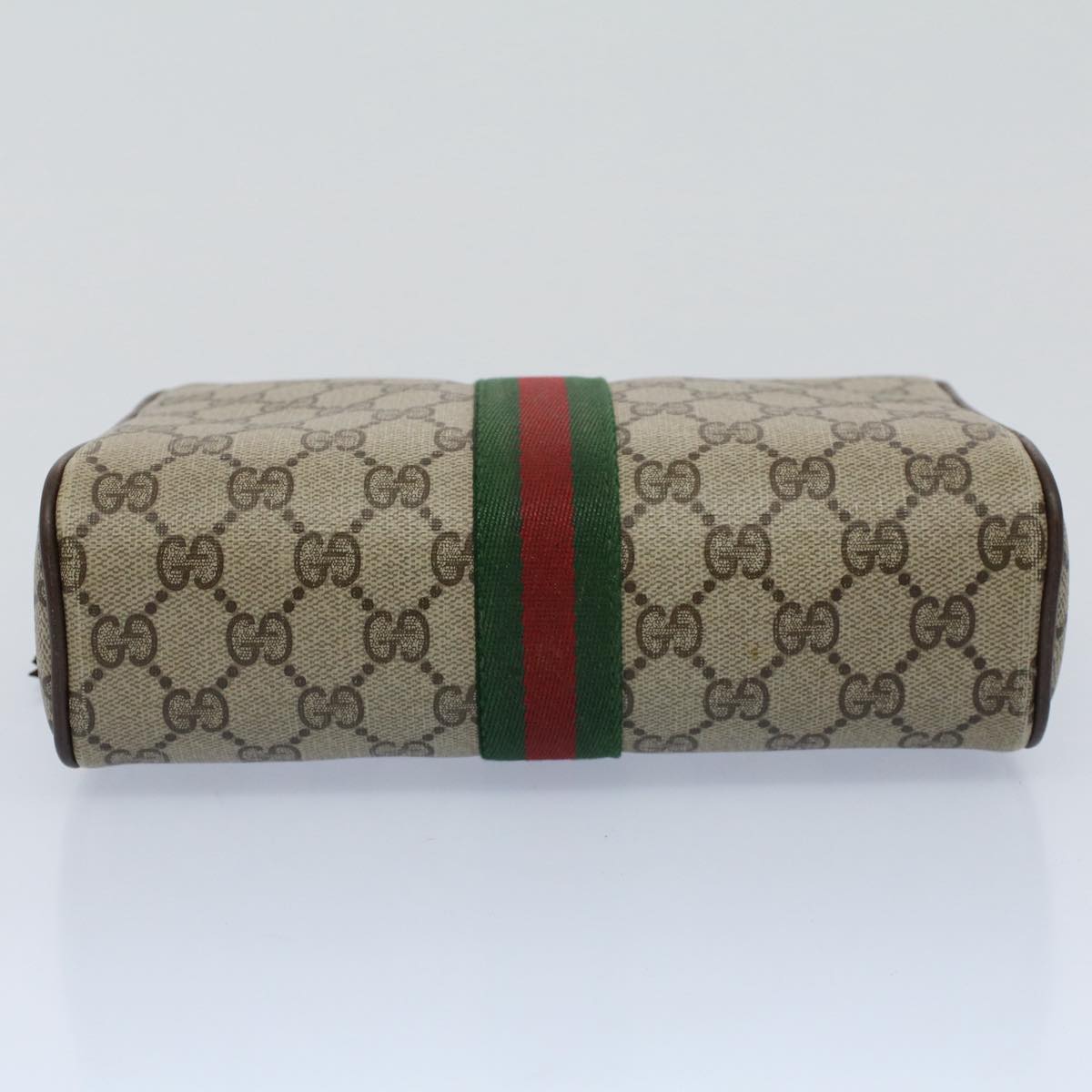 GUCCI GG Canvas Web Sherry Line Clutch Bag Beige Red 156 01 012 yk8670