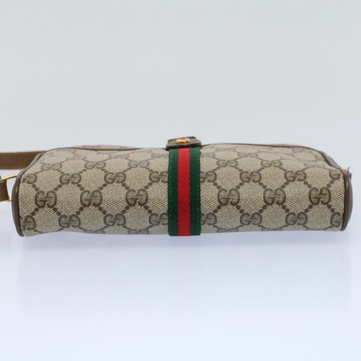 GUCCI GG Canvas Web Sherry Line Shoulder Bag Beige Red 116 02 055 yk8699
