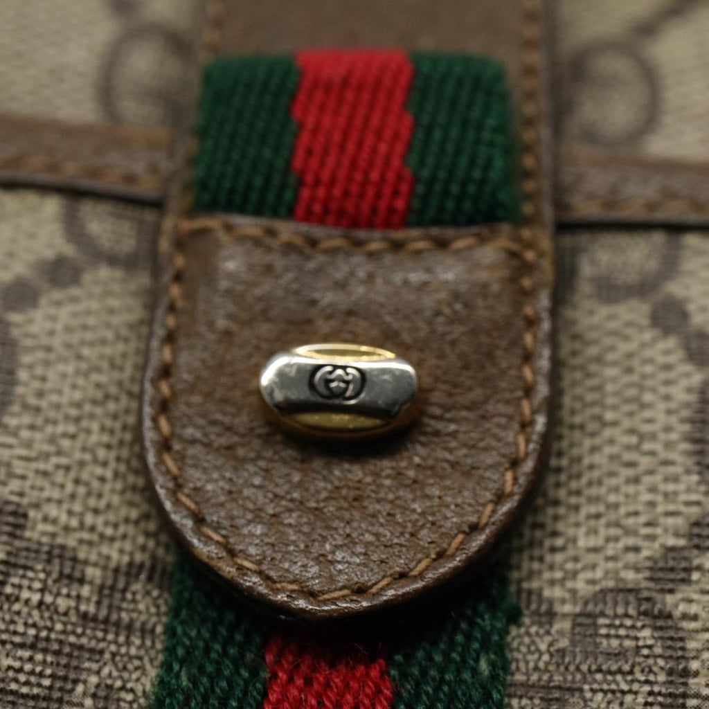 GUCCI GG Canvas Web Sherry Line Shoulder Bag Beige Red 116 02 055 yk8699