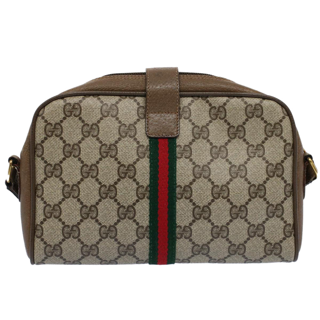 GUCCI GG Canvas Web Sherry Line Shoulder Bag Beige Red 116 02 055 yk8699