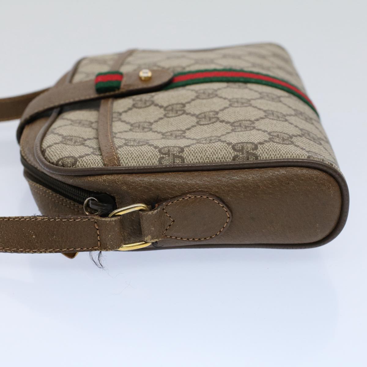 GUCCI GG Canvas Web Sherry Line Shoulder Bag Beige Red 116 02 055 yk8699