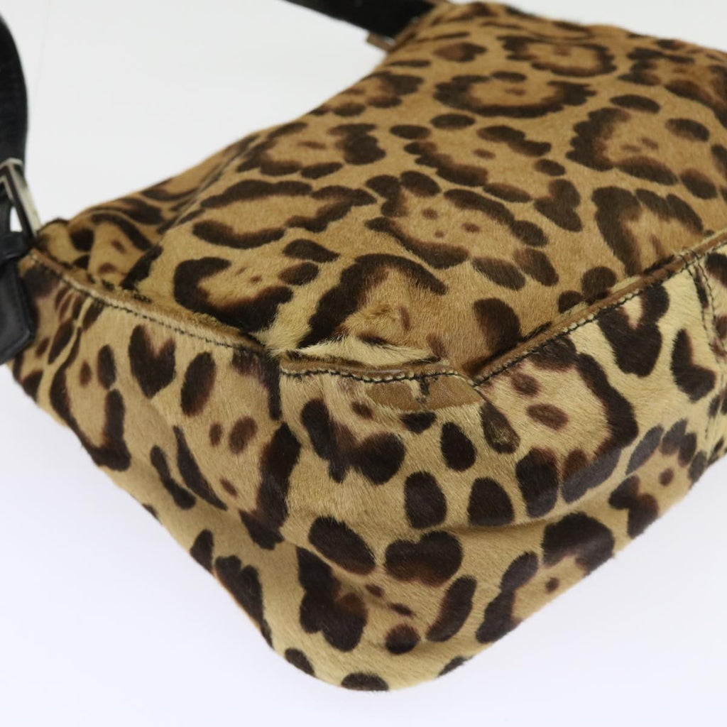 FENDI Leopard Mamma Baguette Shoulder Bag Harako leather Brown yk8707