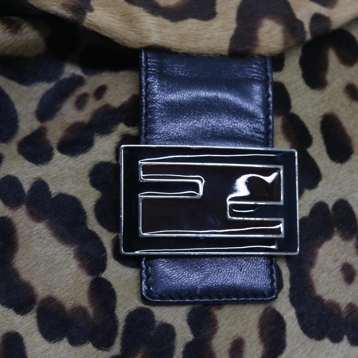 FENDI Leopard Mamma Baguette Shoulder Bag Harako leather Brown yk8707