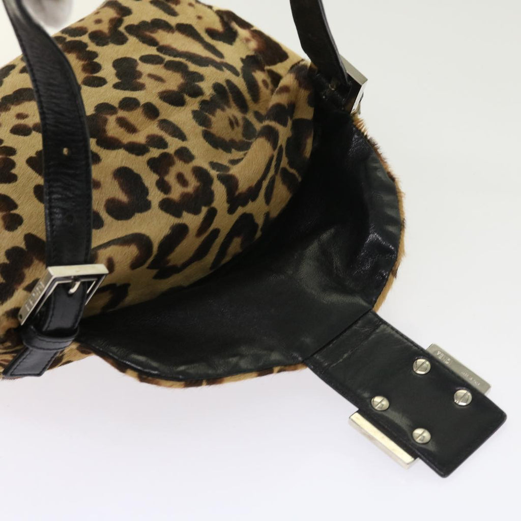 FENDI Leopard Mamma Baguette Shoulder Bag Harako leather Brown yk8707