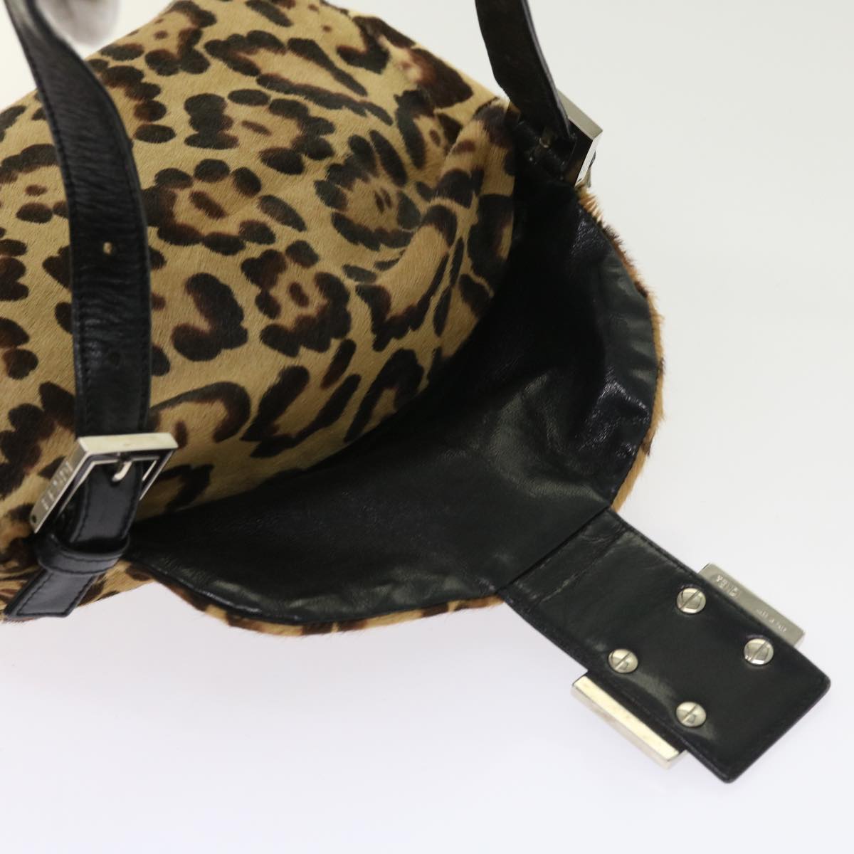 FENDI Leopard Mamma Baguette Shoulder Bag Harako leather Brown yk8707