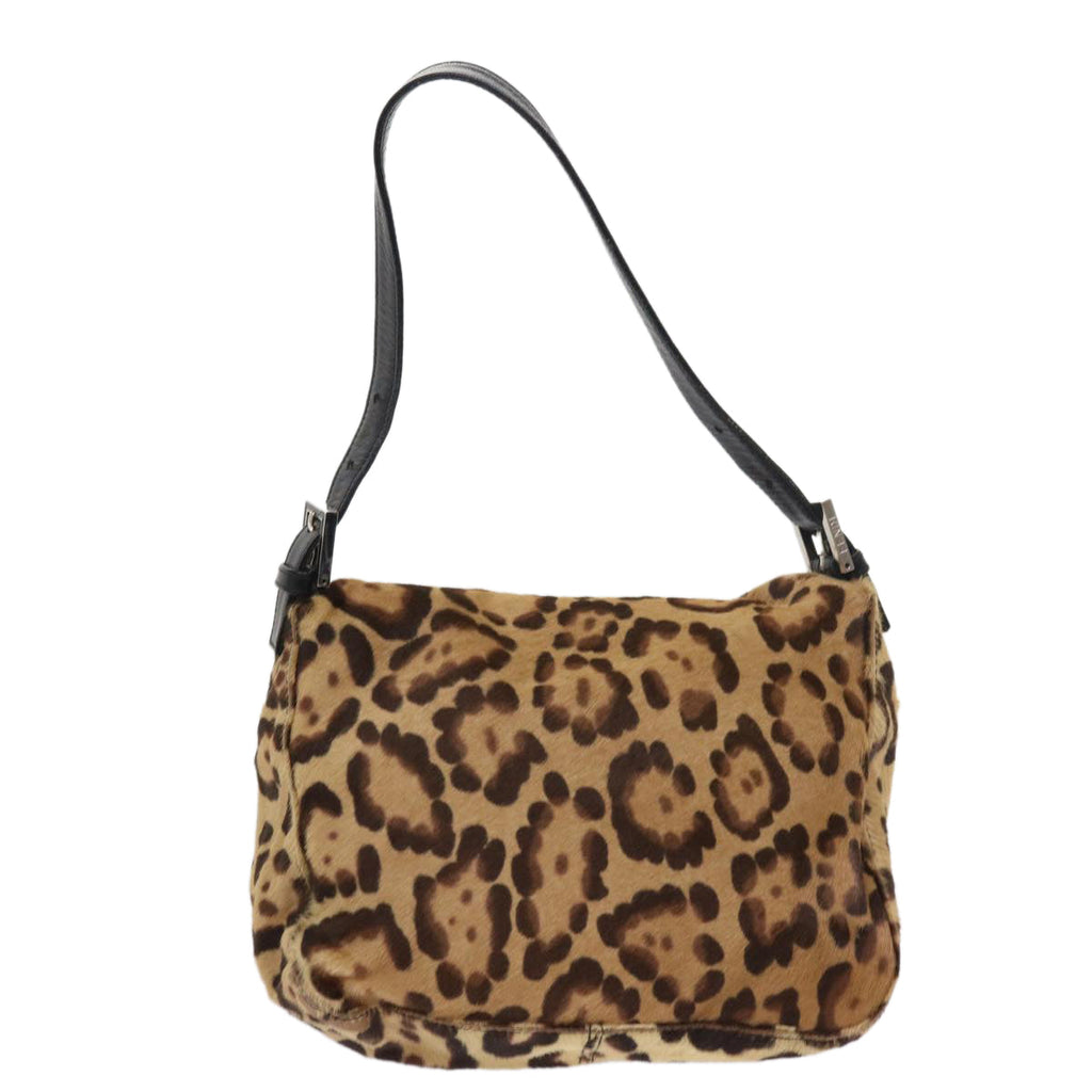 FENDI Leopard Mamma Baguette Shoulder Bag Harako leather Brown yk8707