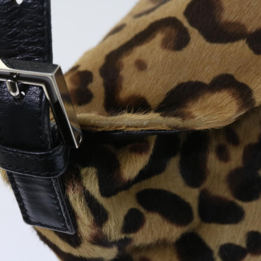 FENDI Leopard Mamma Baguette Shoulder Bag Harako leather Brown yk8707