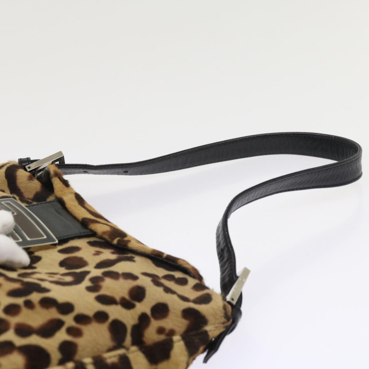 FENDI Leopard Mamma Baguette Shoulder Bag Harako leather Brown yk8707