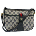 GUCCI GG Canvas Sherry Line Shoulder Bag Gray Red Navy 89 02 032 yk8710