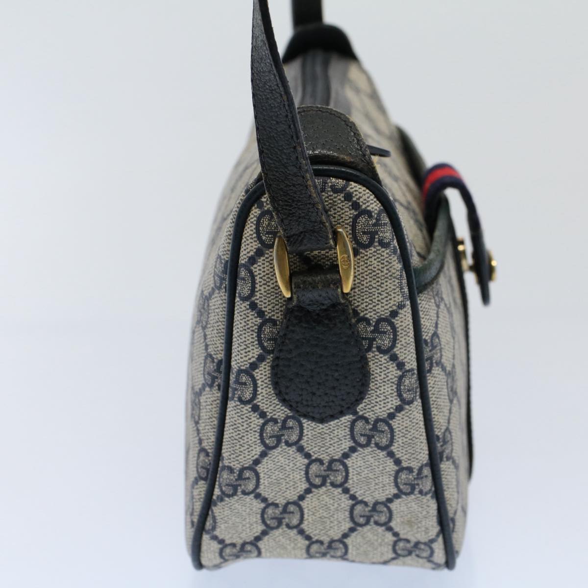 GUCCI GG Canvas Sherry Line Shoulder Bag Gray Red Navy 89 02 032 yk8710