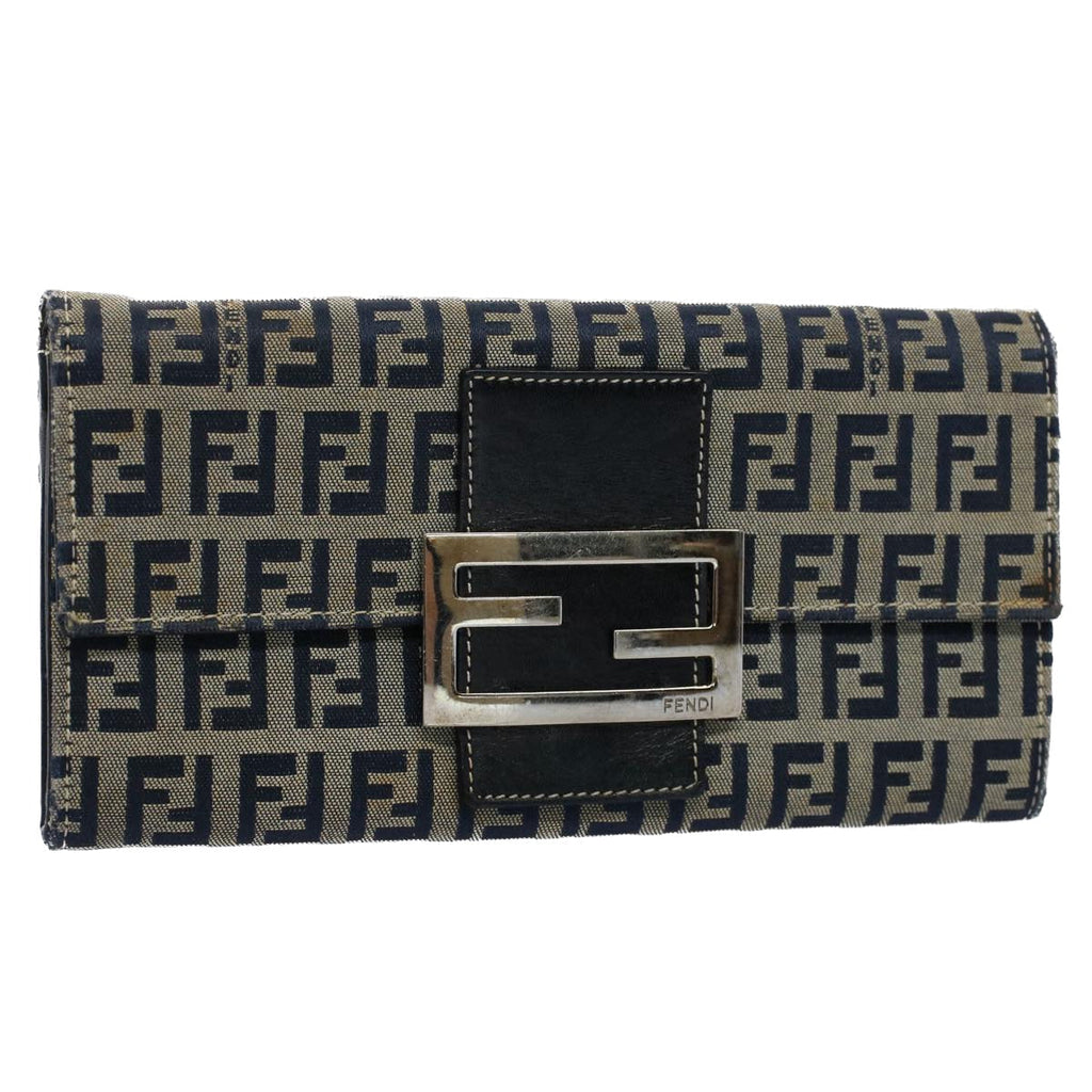 FENDI Zucchino Canvas Wallet Navy yk8715