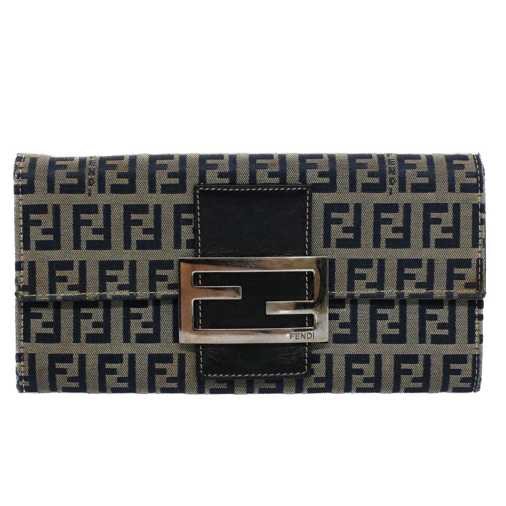 FENDI Zucchino Canvas Wallet Navy yk8715