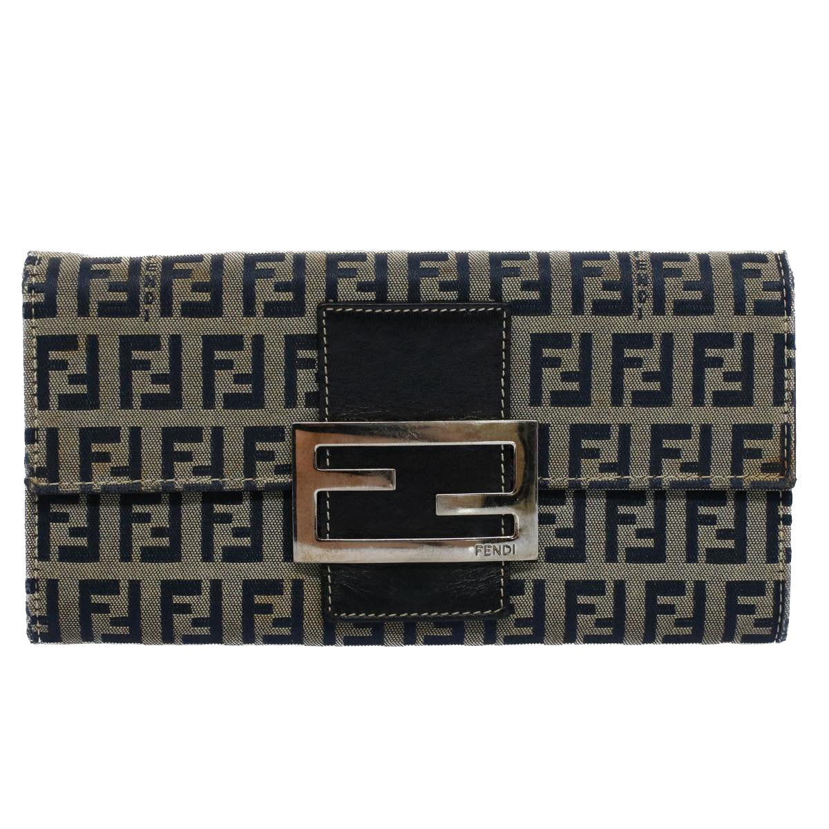 FENDI Zucchino Canvas Wallet Navy yk8715